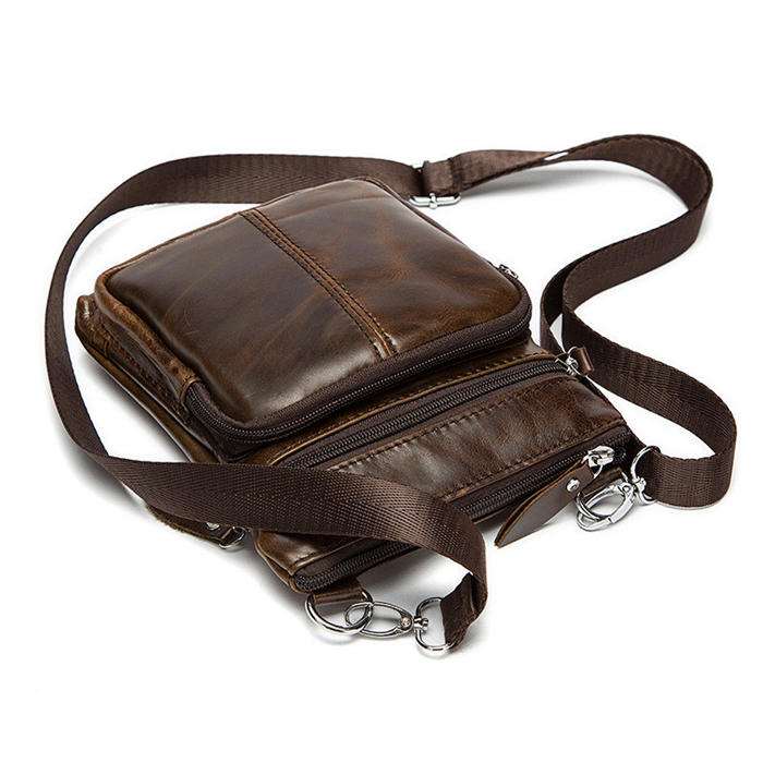 Custom Crazy Horse Leather Crossbody Bag, Vintage Single Shoulder Sling Messenger Bag