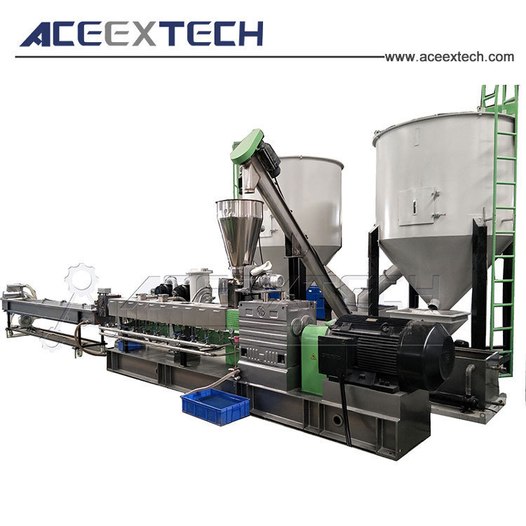 Plastic Pet Flakes Recycling Granulating Twin Screw Extruder Pelletizing Machine