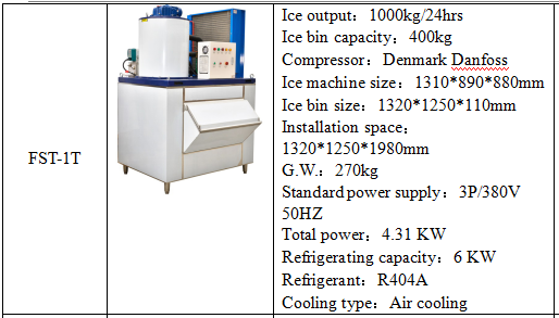 Factory Supply Air Cooled 1000kg/24h Flake Ice Machine
