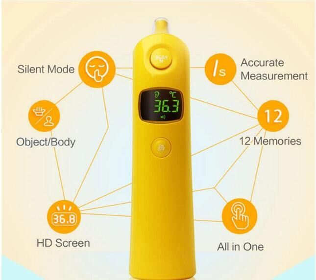 LCD Display Medical Digital Forehead and Ear Infrared Thermometer