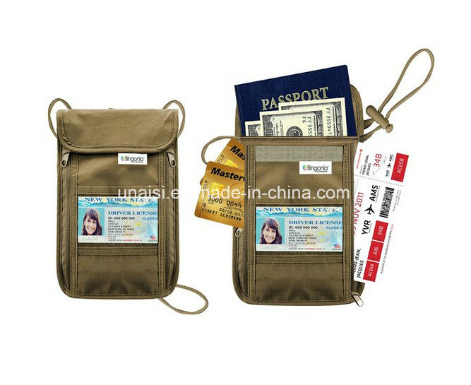 Blocking-Concealed Passport Holder RFID Wallet with Neck Strap