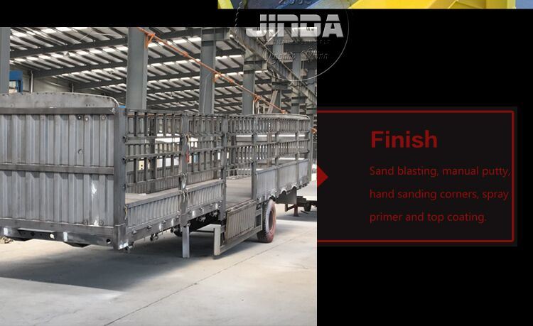 Jinda China Factory Price 3 Axles Cattle Cow Hauling Fence Semi Trailer for Sale