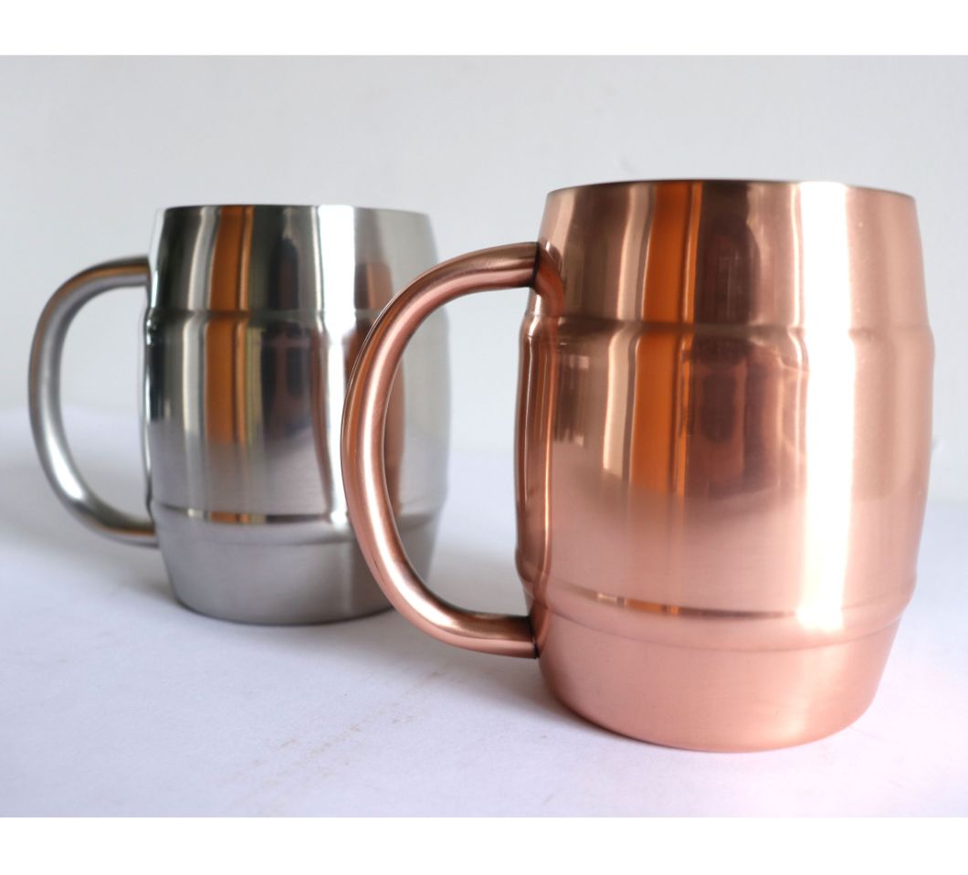 Silver and Copper Double Walled Stainless Steel Beer Mug