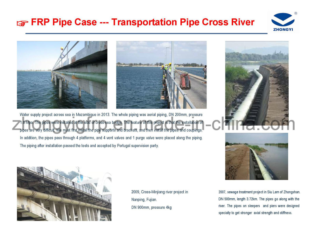 High Pressure Anti Corrosion Fiberglass GRP FRP Pipe