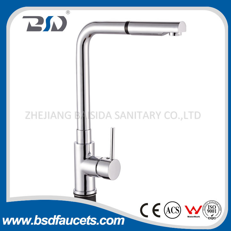 Pull out Spray Single Handle Contemporary Kitchen Faucet Chrome Finish