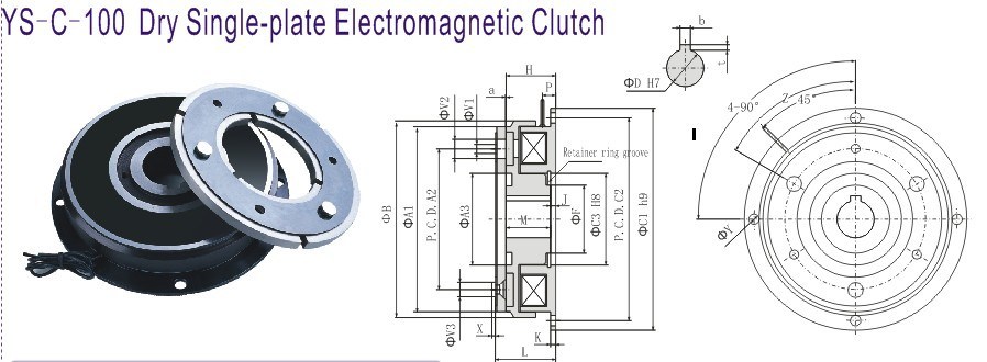 6nm Ys-C-0.6-100 Dry Single-Plate Electromagnetic Clutch