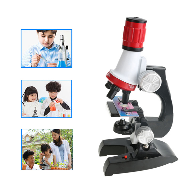 Microscope Kit Kids Lab Beginner Microscope 100X-400X-1200X Home School Science Educational Toy