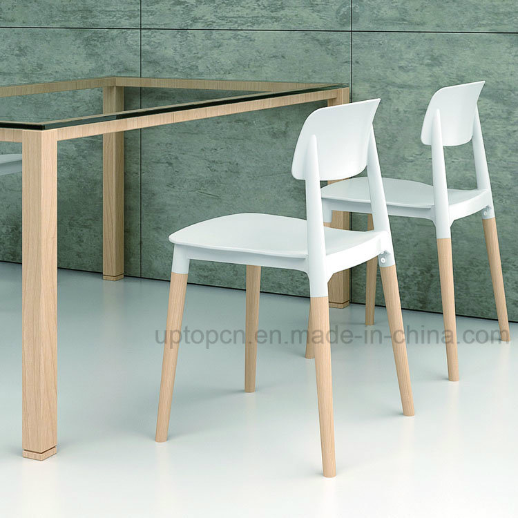 (SP-UC018) Restaurant Used Wood Leg Backrest Plastic Dining Chair