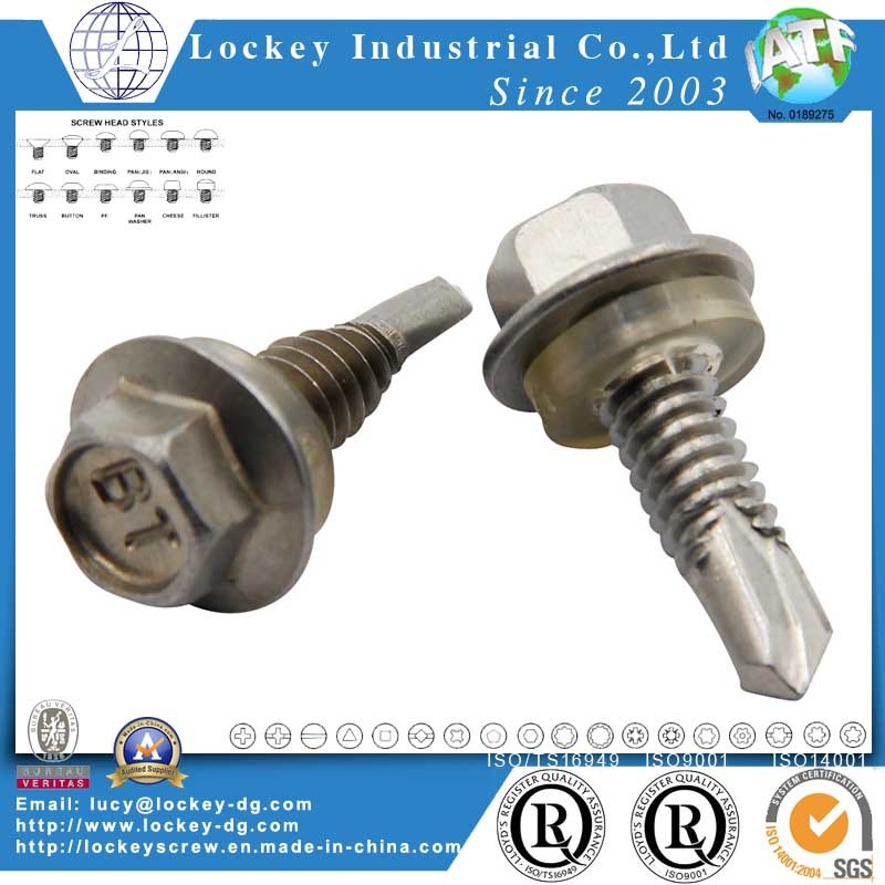 Hex Washer Head Roofing Screw with Wing Steel HDG