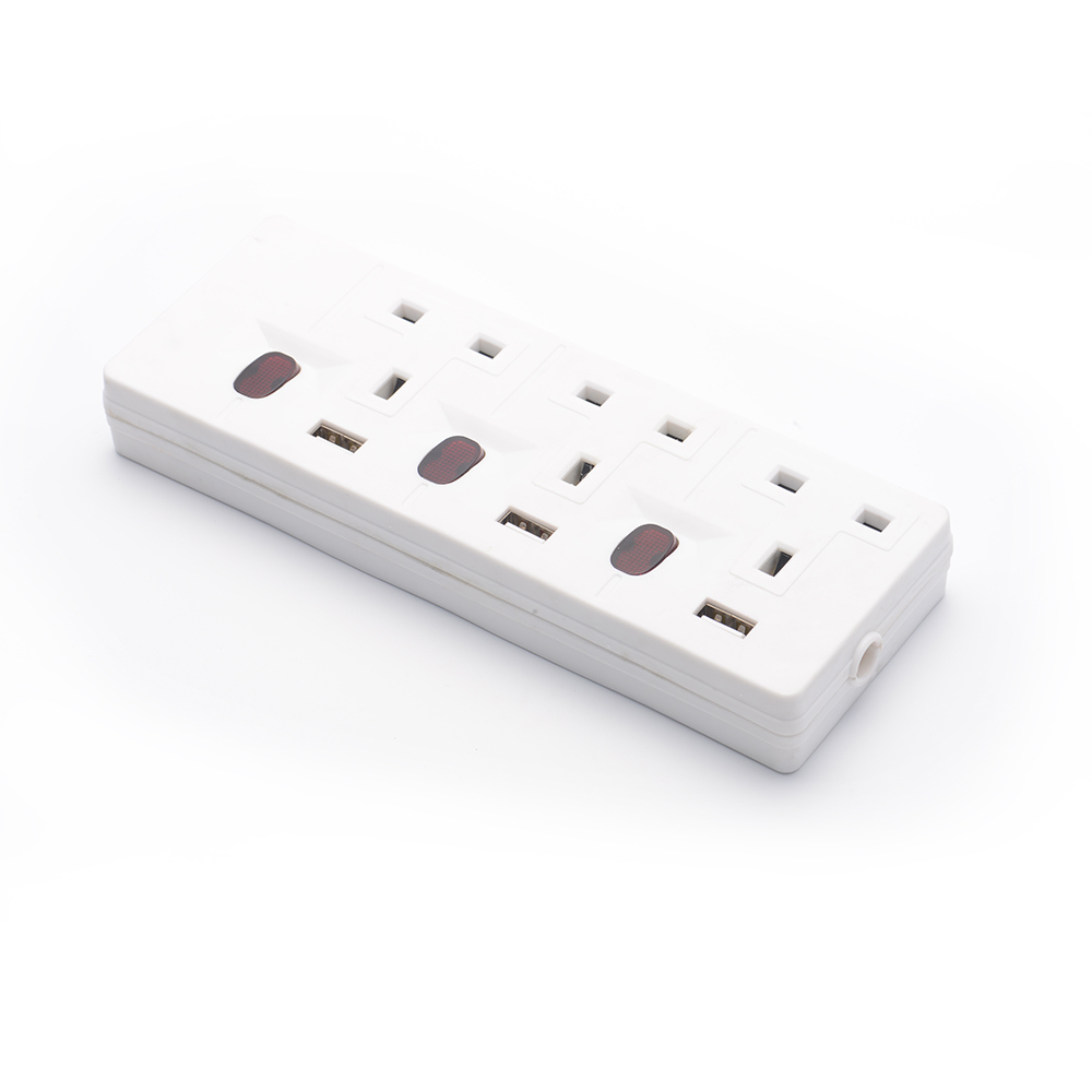 Functional 4 Way BS Electric Extension Board Power Strip with 4 USB and Child Protect