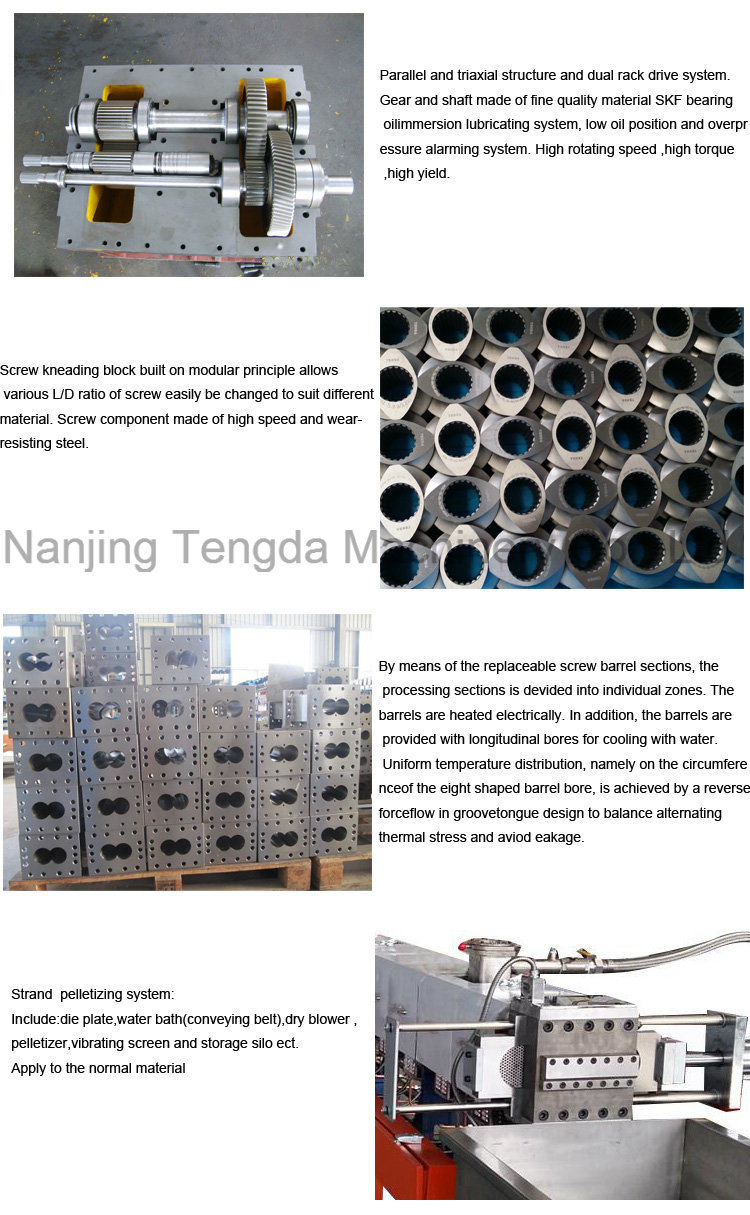 High Speed Double Screw Plastic Sheet Extrusion Machine for Recycling Granule