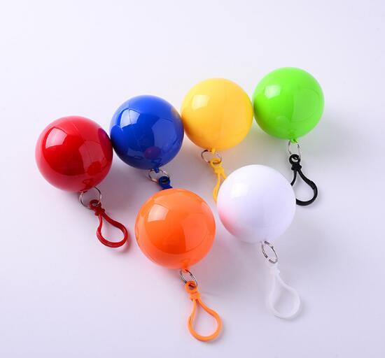 Promotional Gift Disposable Ball Rain Poncho Key Chain PE Rain Poncho