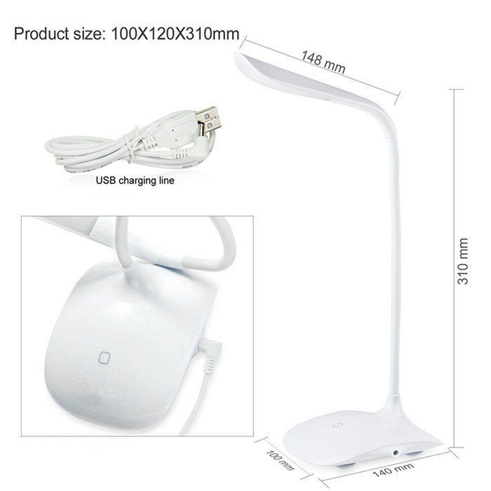 USB Rechargeable Flexible Snake Learning LED Table Reading Lamp