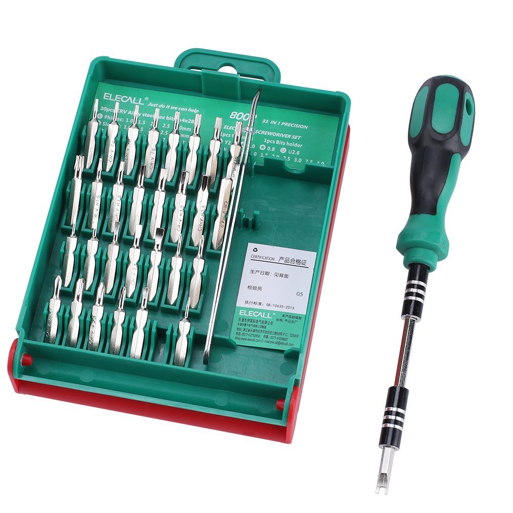 33 in 1 Screwdriver Set Interchangeable Torx Tweezer Extension Repair Tool Kit Box for Notebook Laptop PC Cameral Watch Phone