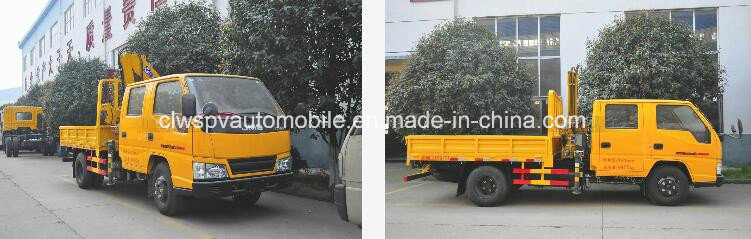 4*2 Jmc 3 Tons Crew Cab Truck Mounted with Crane