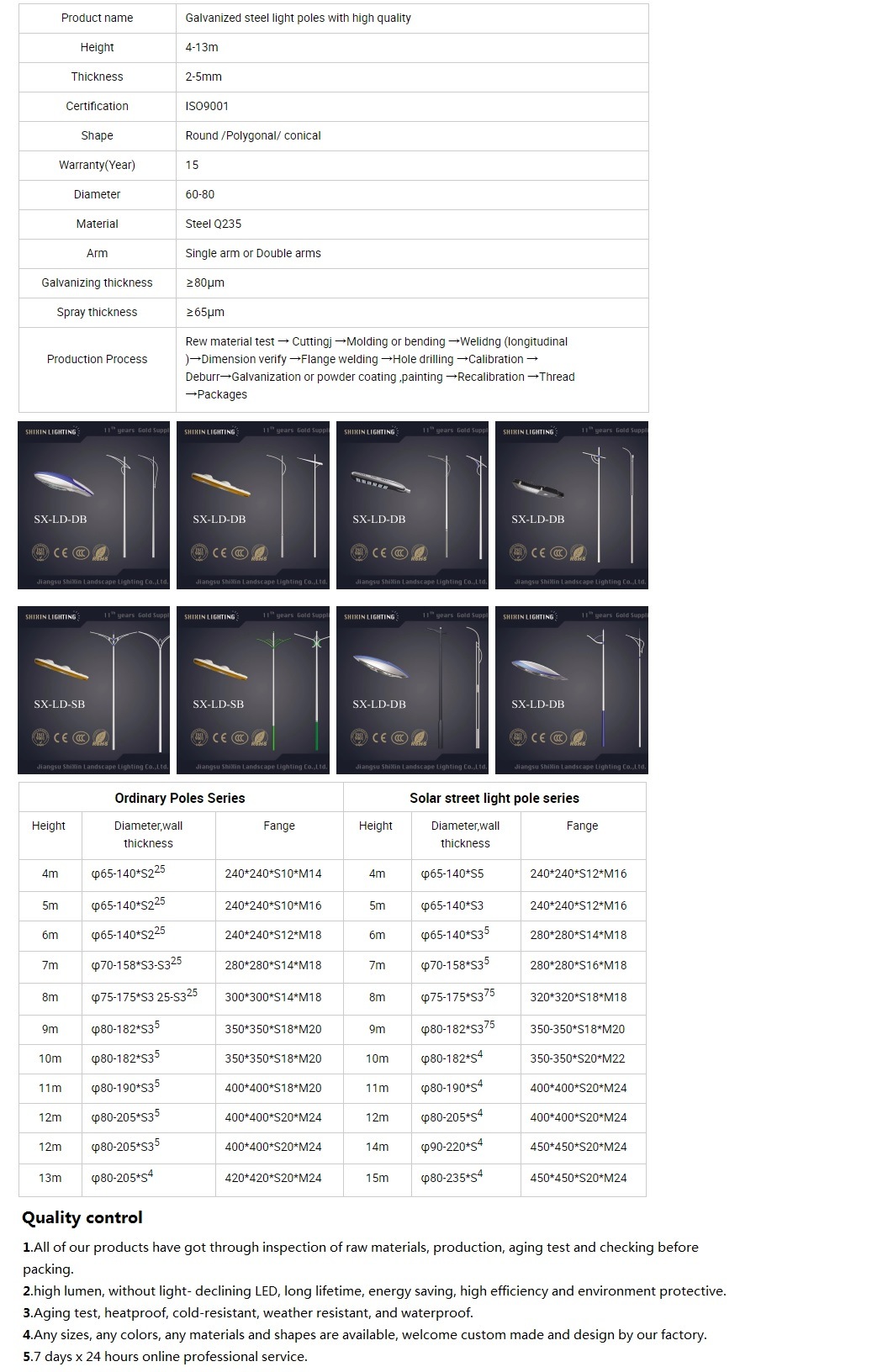 New Design Hot-DIP Galvanized Square Solar Street Light Pole (SX-LD-dB)