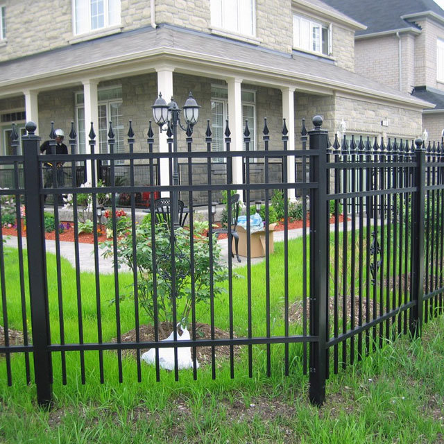 Ornamental Black Powder Coated Galvanized Steel Wrought Iron Fence