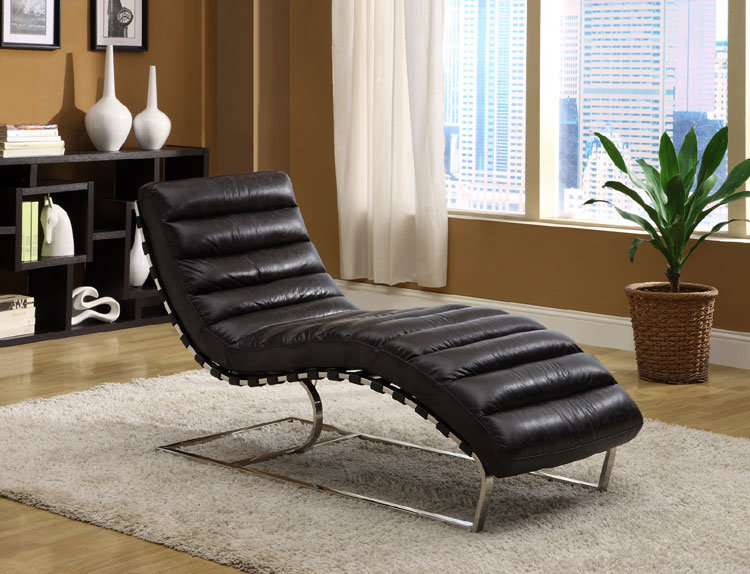 Metal Construction Faux Leather Reclining Sofa Modern Chaise Lounge