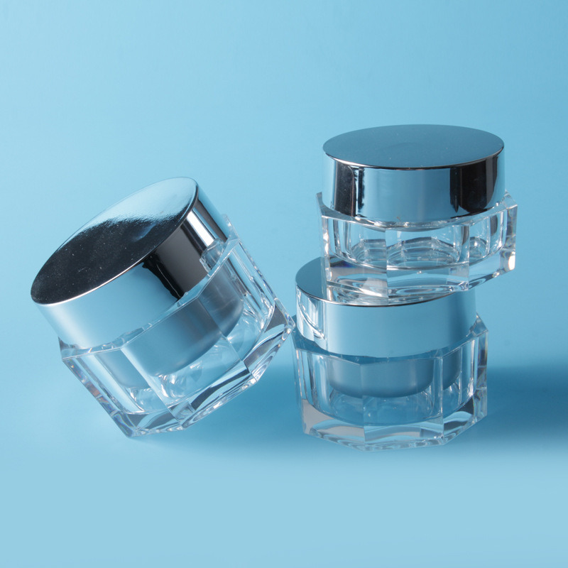 High Quality Clear Acrylic Cream Jar with Aluminum Cap