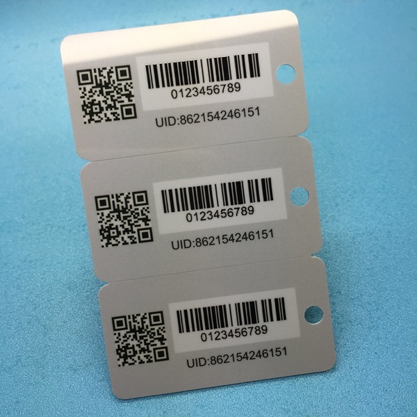 Barcode pritning PVC 3 up plastic loyalty Key Tag