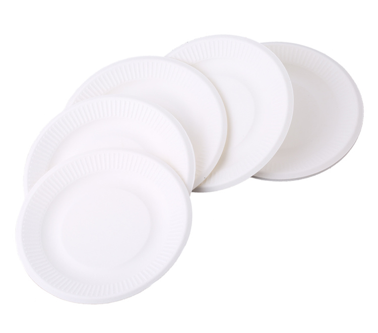 10PCS/Lot Disposable Paper Plates for BBQ 6 Inch Paper Pulp Tray Round Dessert Cake Plate Microwavable Tableware