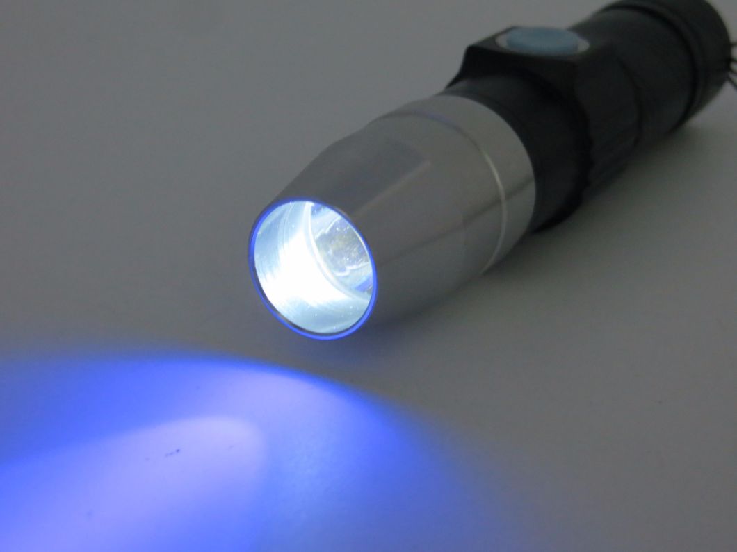 USB Rechargeable 3 Mode 365nm Ultraviolet UV LED Flashlight Fluorescer Jade Money Detector UV Curing LED Torch Light