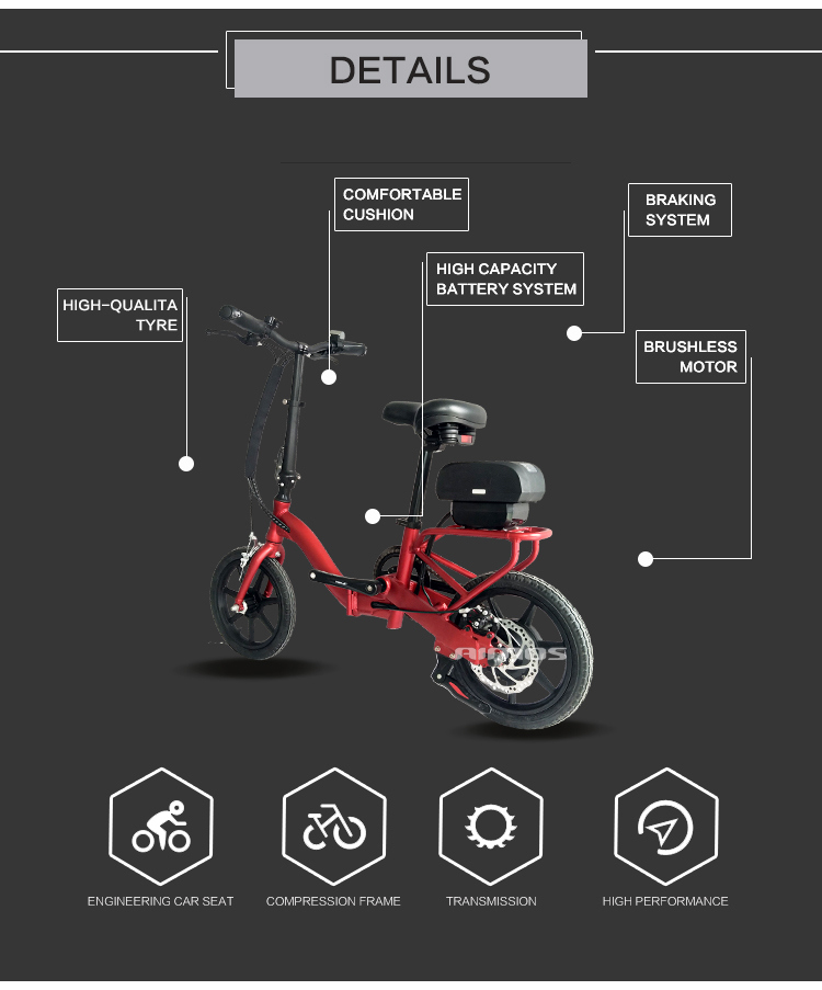 Mini Floding Red Electric Bike with Ce Certificate