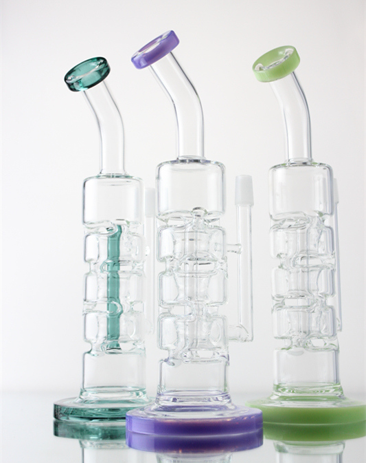 DAB Rig Pipe Beaker Pipe with Colorful Percolator and Glass Base DAB Rigs with 14 mm Joint