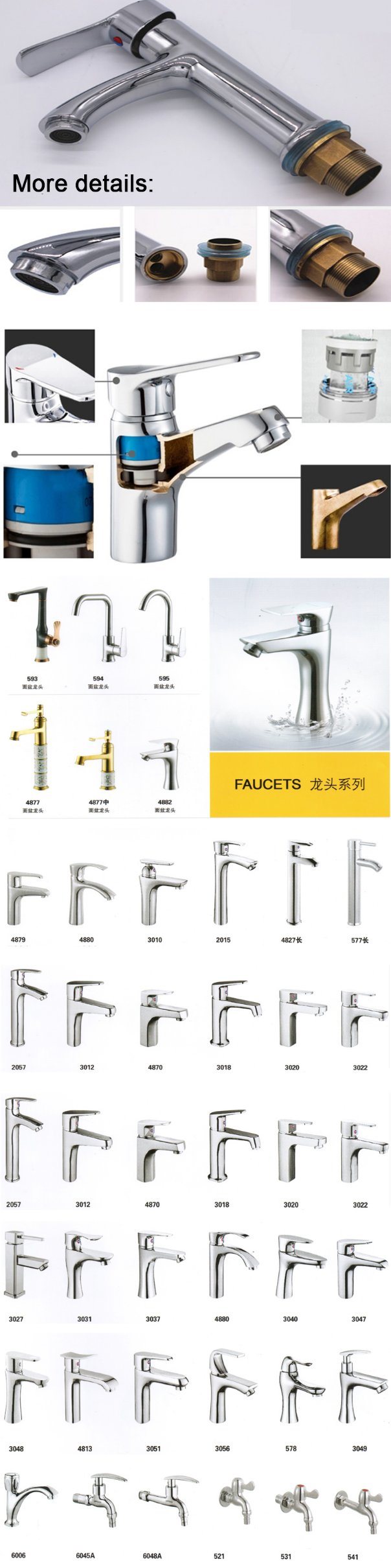 Brass Body, Zinc Handle Chrome Plated Basin Tap