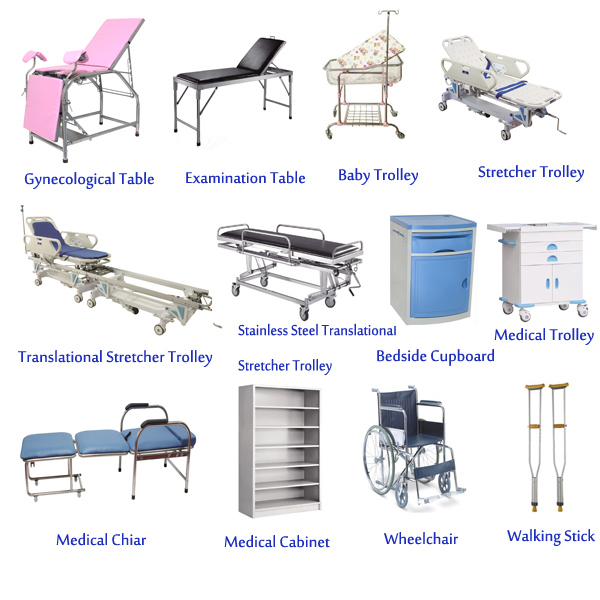Hospital Stainless Steel Patient Transport Emergency Stretcher Trolley