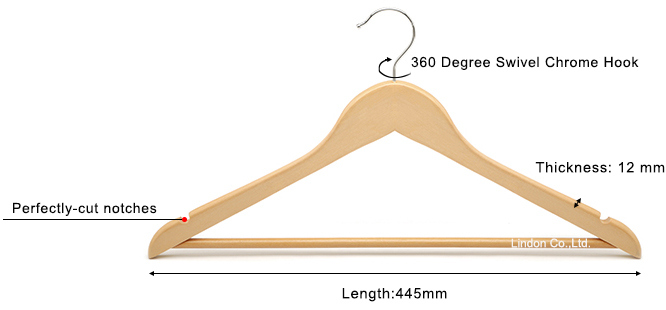 Audited Supplier Lindon Wholesale Natural Color Wooden Hangers