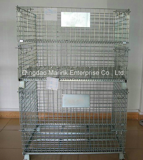 Warehouse Stackable Steel Wire Mesh Pallet Cage / Storage Cage