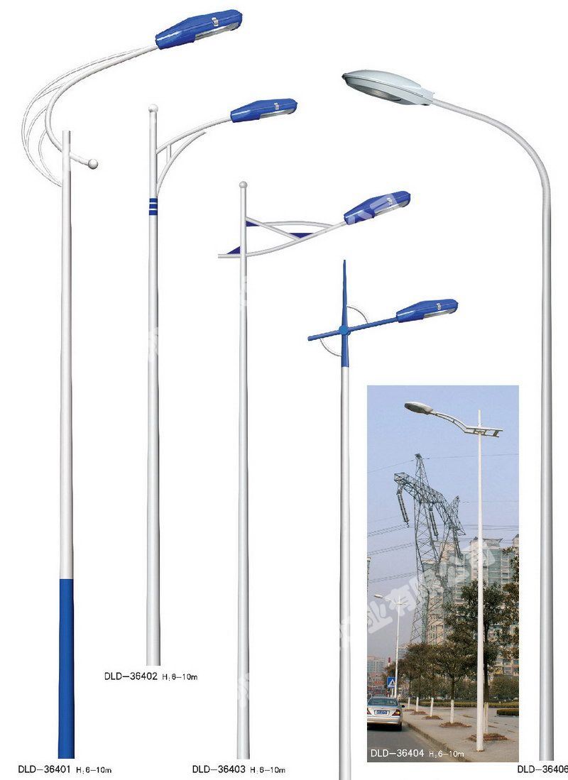 6m Stainless Steel Solar Street Light Pole with Double Arm