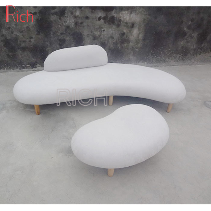 Indoor Furniture White Chaise Lounge Sofa with Footrest for Sale