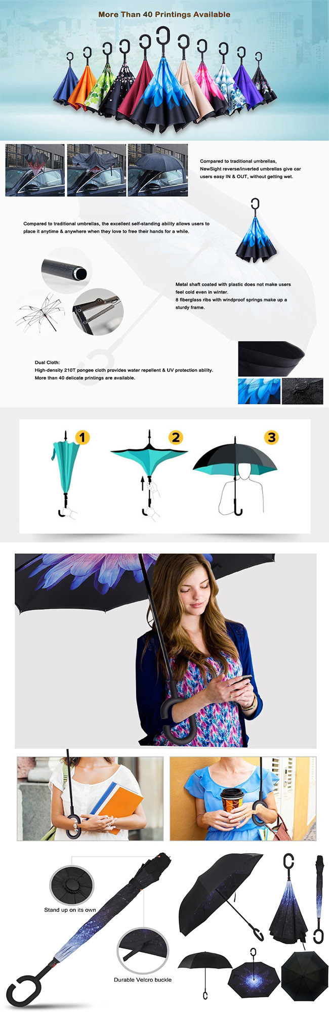 New Design Innovation Upside Down/ Inverted Sun Umbrella