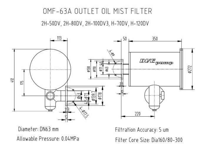 Vacuum Pump and System Outlet Oil Gas Filters