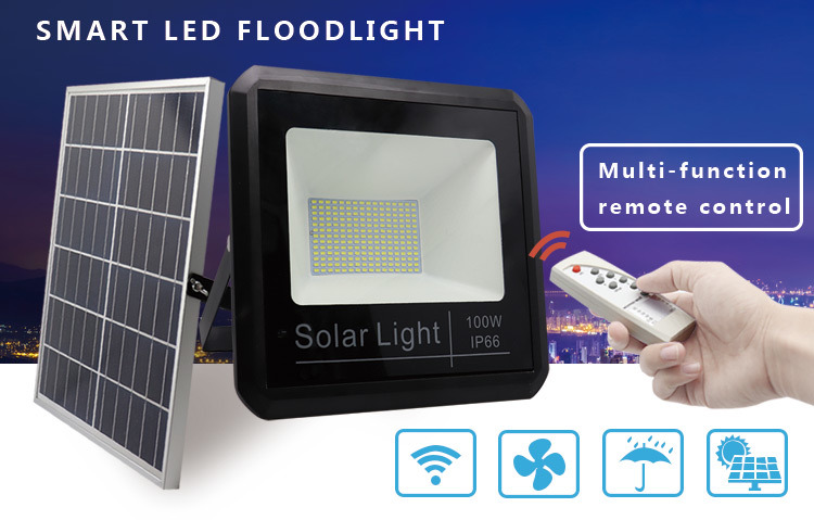 High Power 100 Watt Surface Smart Heavy Duty Industrial Security Outdoor Floodlight IP65 Lamp 100W Solar LED Flood Light