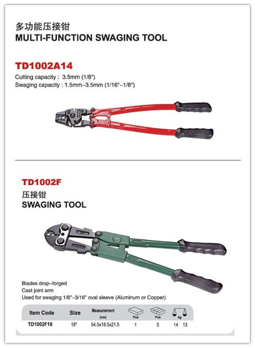 Multi-Function Swaging Tool for Wire Cable