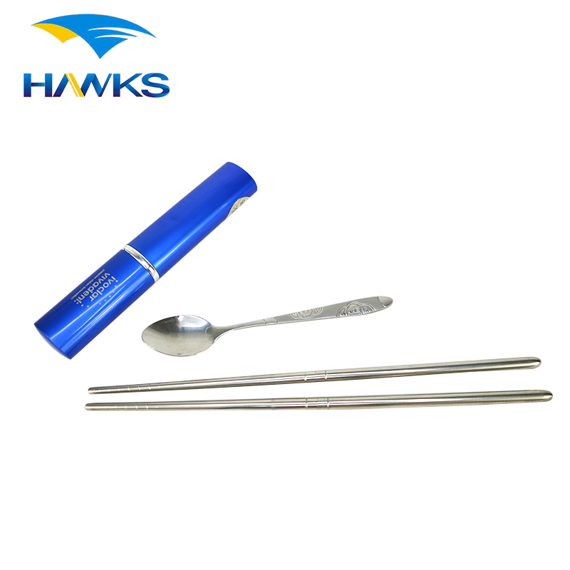 CL1Y-CS204 Hawks Stainless Steel Chopsticks and Spoon Set Portable Camping Cutlery