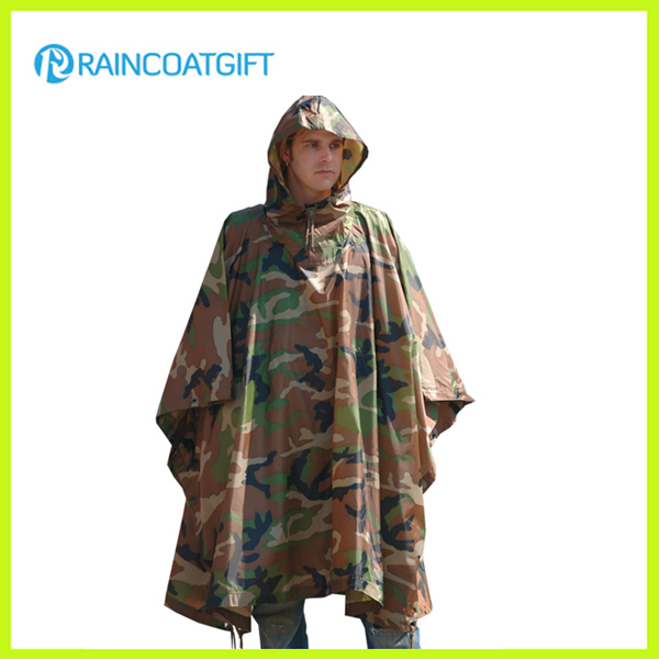 Polyester Army Camouflage Raincoat Rpy-001
