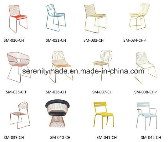 China Guangdong Rose Gold Diamond Shape Metal Wire Chair Outdoor