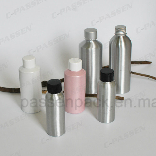 High Grade Aluminum Body Lotion Bottle with Bamboo Screw Cap (PPC-ACB-028)