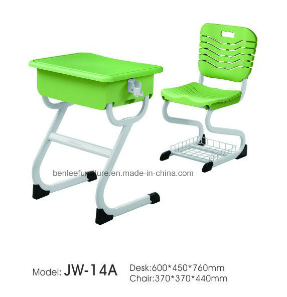 Plastic School Furniture Single Desk and Chair for Student (JW-14A)