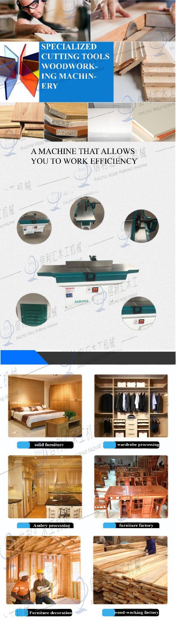 Surface Planing Woodworking Machine/Woodworking Planer/ High Speed Automatic Wood Planer for Hard Wood