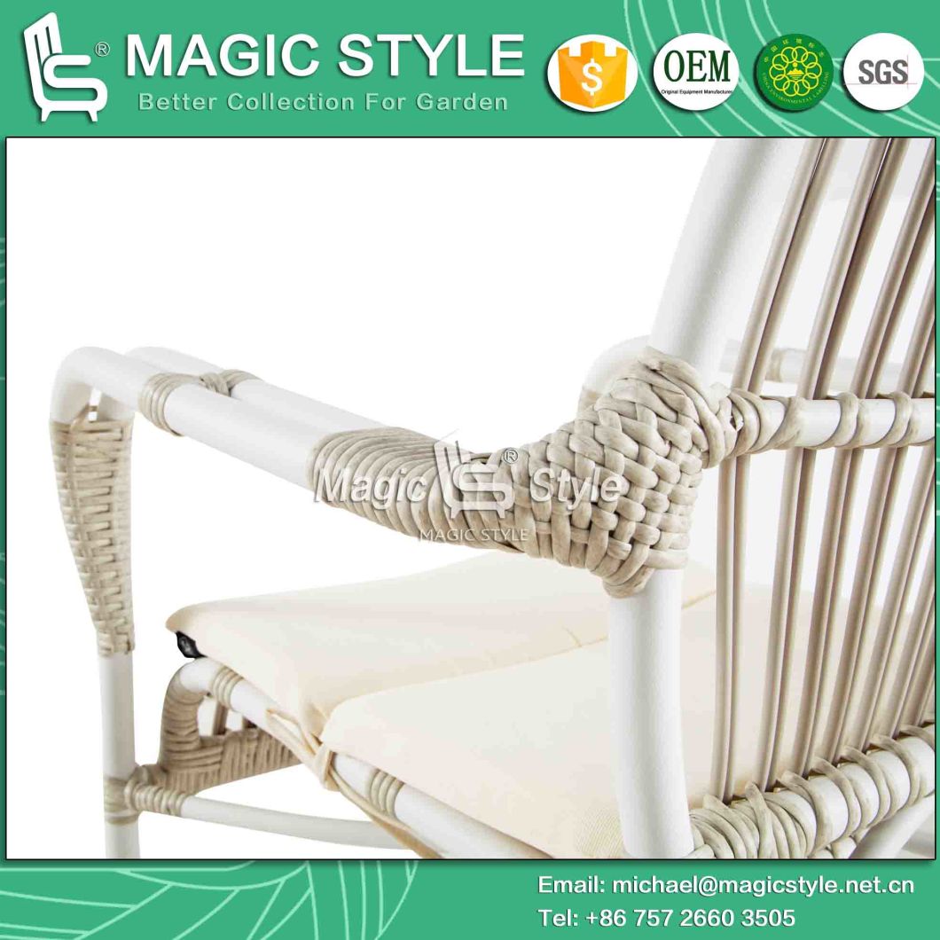 Outdoor Wicker Dining Set with Cushion Garden Dining Chair Patio Stackable Chair Rattan Dining Table Special Weaving Dining Chair