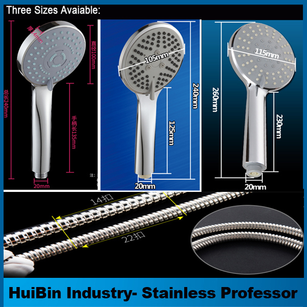 Handheld Shower Head High Pressure Rainfull Massage Flexible Stainless Steel Hose Angle Adjustable