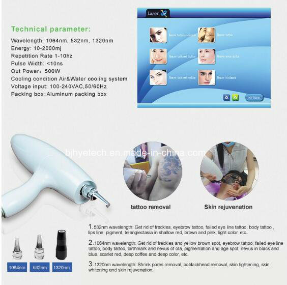 Q Switch Laser Tattoo Removal/1064/532/1320nm ND YAG Laser Carbon Peeling