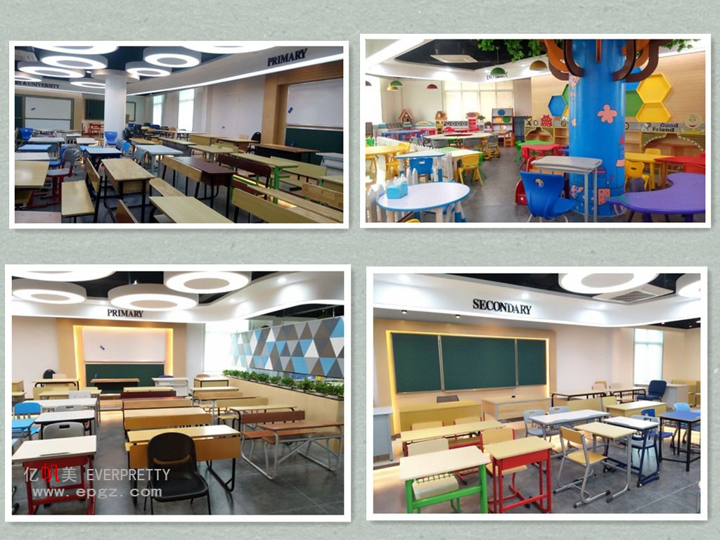 Hot Sale Cheap College Classroom Furniture School Chair and Table Heavy Wood Furniture