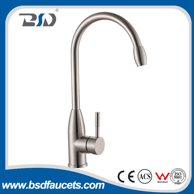 Single-Handle Rust Free Kitchen Sink Faucet Stainless Steel No Lead