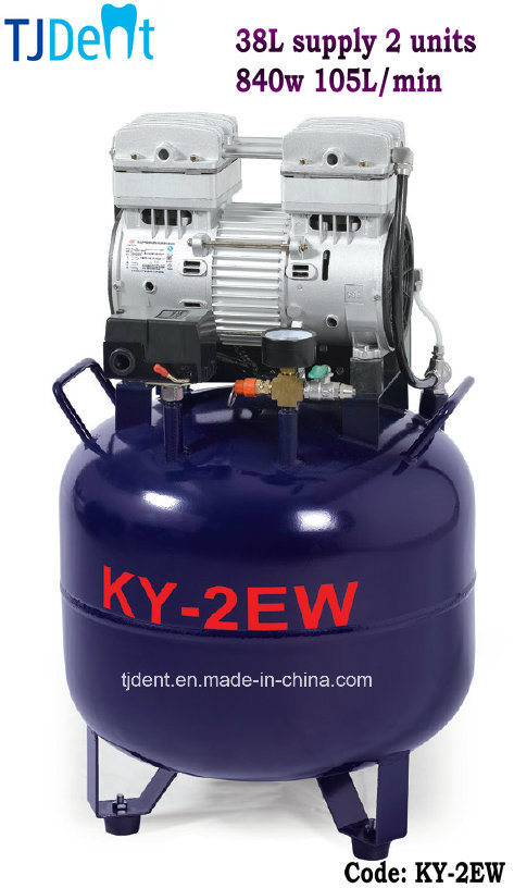 Ce Noiseless 38L Supply Two Unit Dental Air Compressor (KY-2EW)